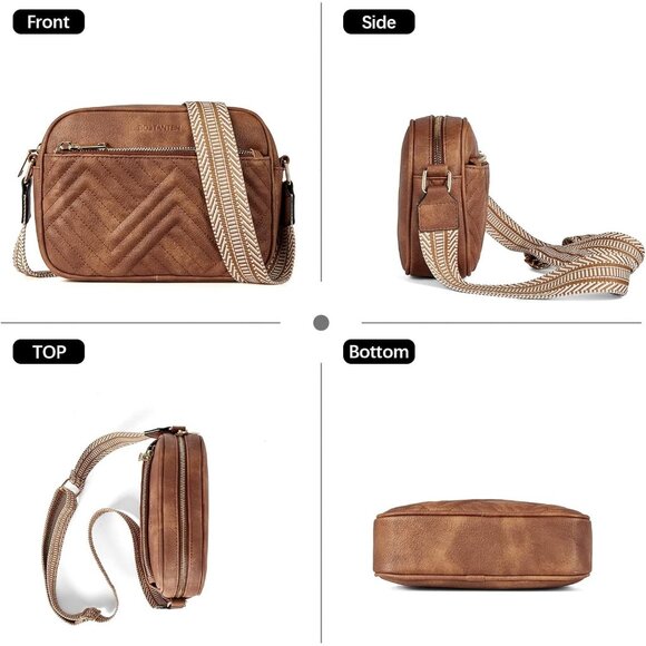 Women's Brown Vegan Leather Quilted Purses Small Shoulder Bag Ladies Handbags - Picture 6 of 8